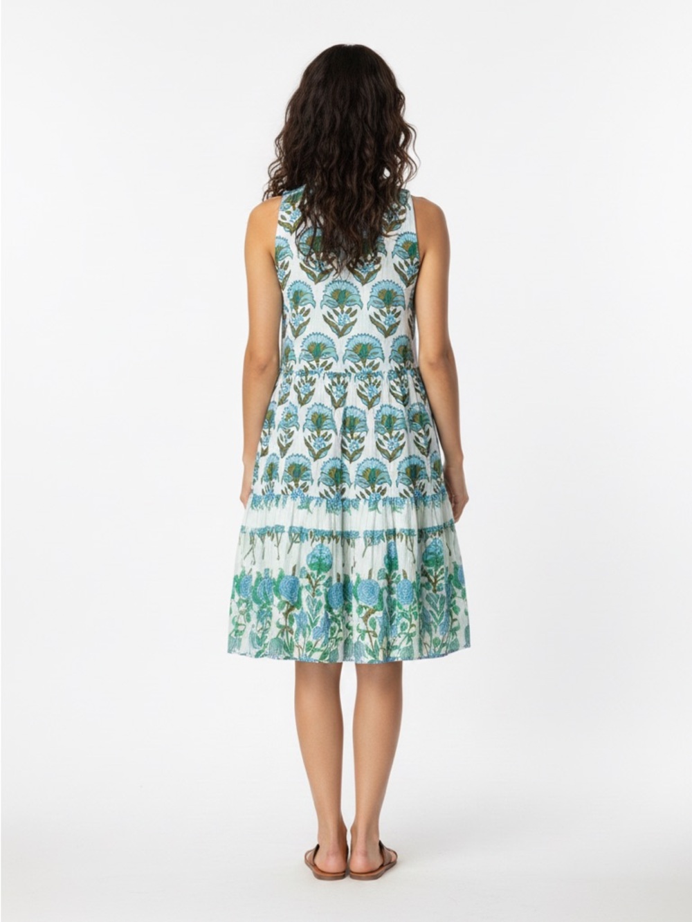 Calypso St. Barth Teal Floral Ruffled Sun Dress - Picture 2 of 4
